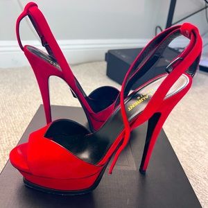 YSL Platform Ankle Strap Pumps Sandal Heels